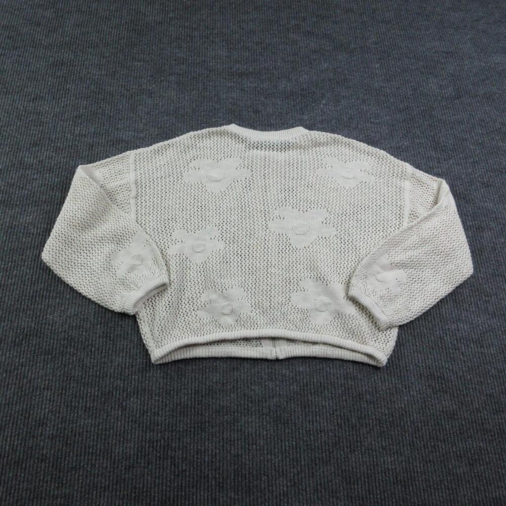 Sanctuary Cardigan Womens M Off-White Knit Floral Full Zip Balloon Sleeve NWT - Picture 11 of 13